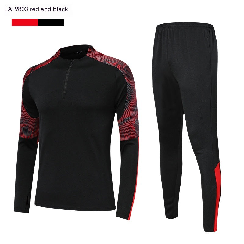Long Sleeve Soccer Training Suit Set - Red Black LA 9803