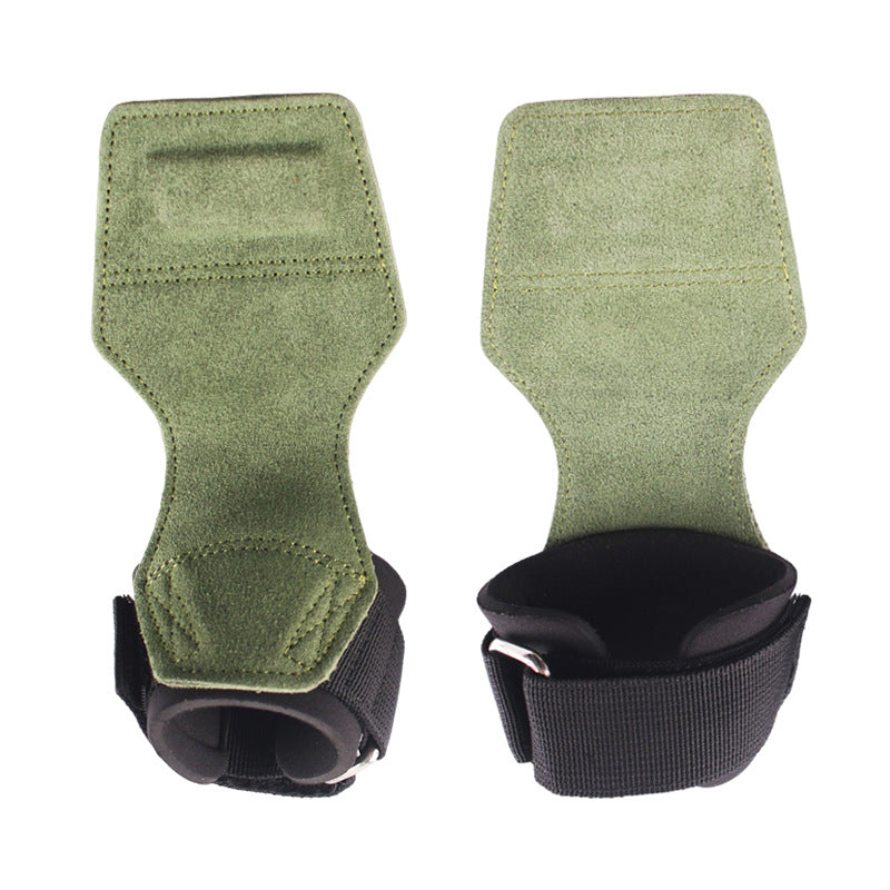 Leather Weightlifting Wrist Support Gloves - Green