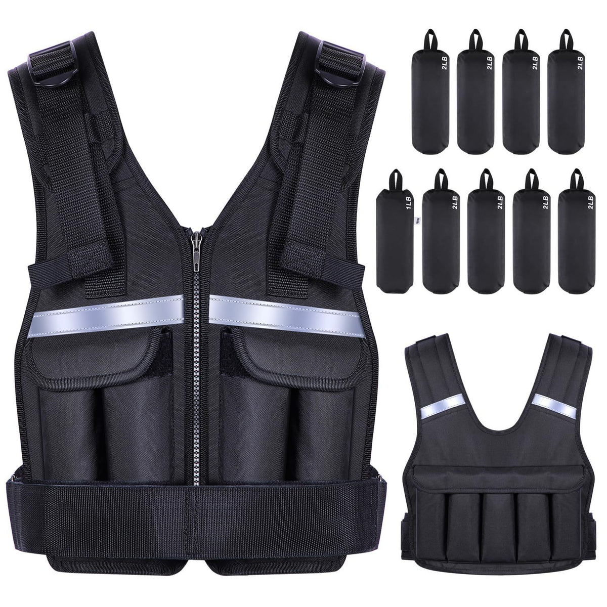 Adjustable Weighted Vest for Men - Black 20 Pounds