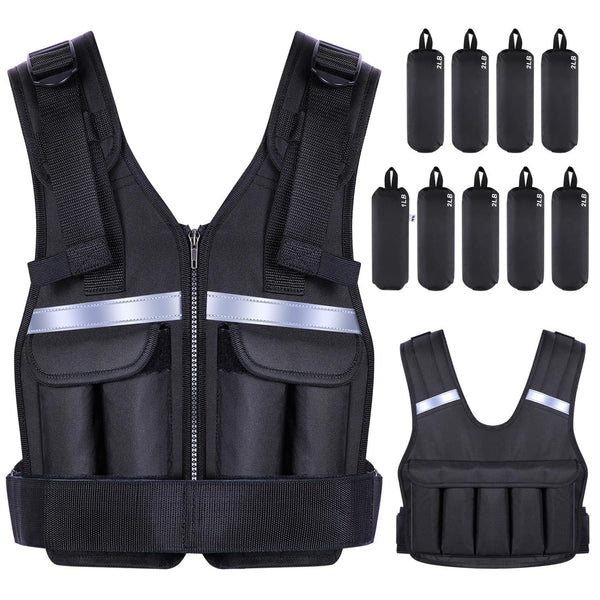 Adjustable Weighted Vest for Men - Black 20 Pounds