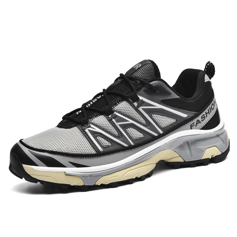 Mesh Trail Running Hiking Shoes - Black Gold Gray