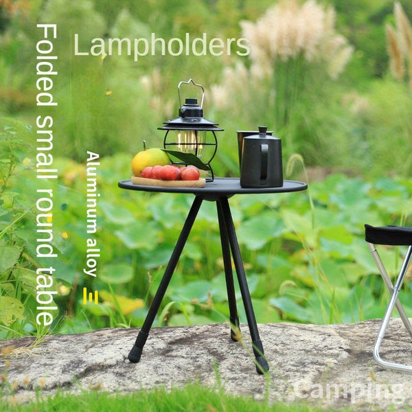 Outdoor Folding Round Table with Light Pole - Style 1