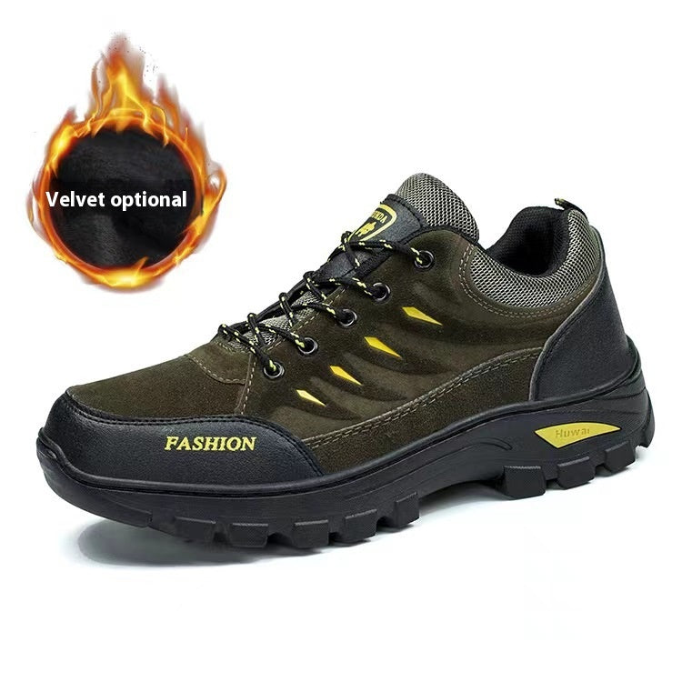 Korean-Style Casual Hiking Sneakers - Green With Fleece Lining