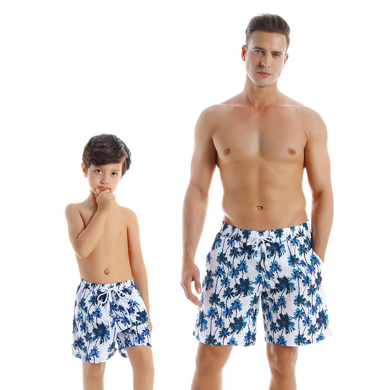 Parent-Child Quick-Dry Beach Pants - Coconut trees