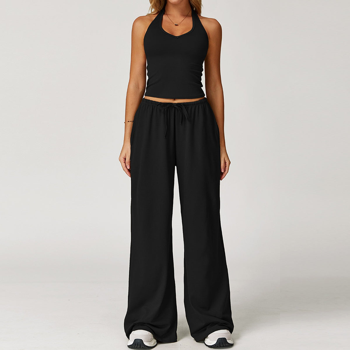 Halter-Neck Sports Training Outfit - Advanced Black
