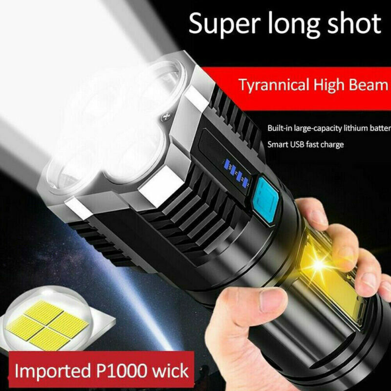 Tactical Quad-Core Super Bright LED Torch - Black