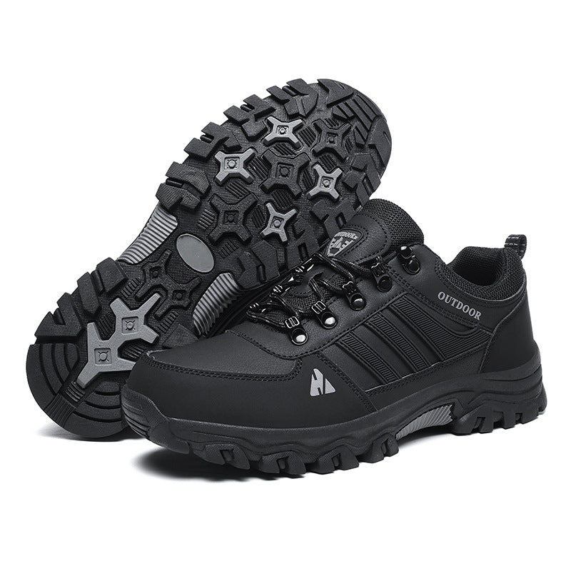 Low-Top Lace-Up Hiking Boots - Black