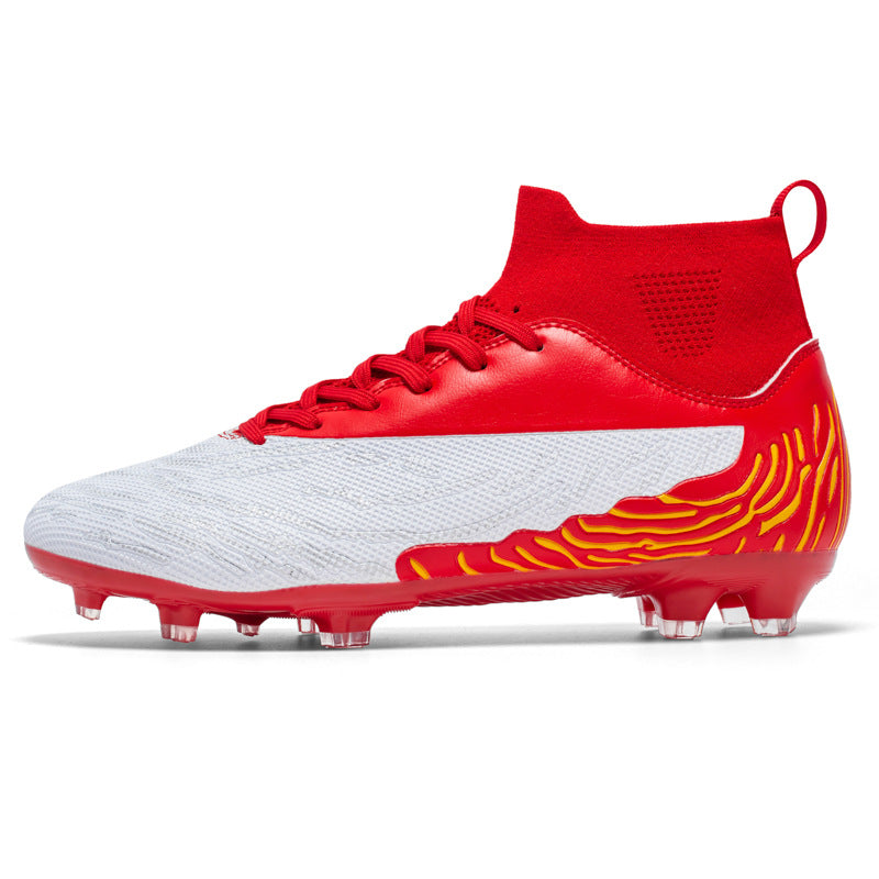 Professional Spike Breathable Outdoor Soccer Shoes - White And Red