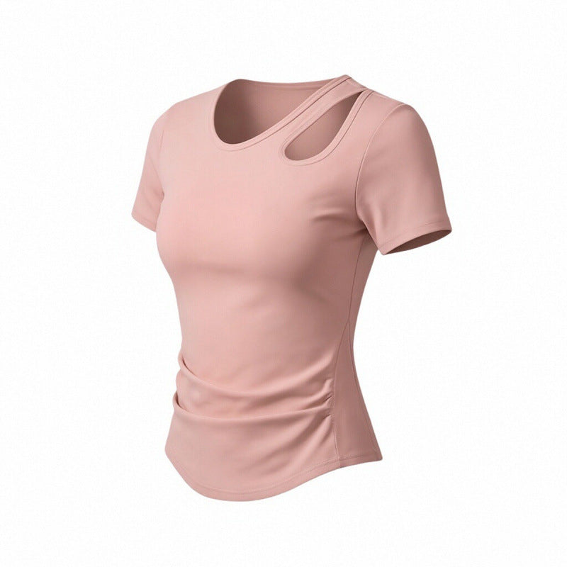 Cropped Waist-Cinching Workout Top - Shell Powder