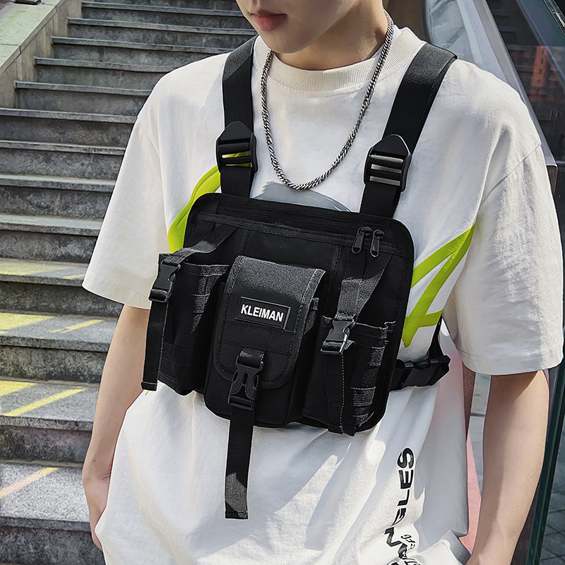 Tactical Vest Waist Pack and Chest Bag - Pure Black