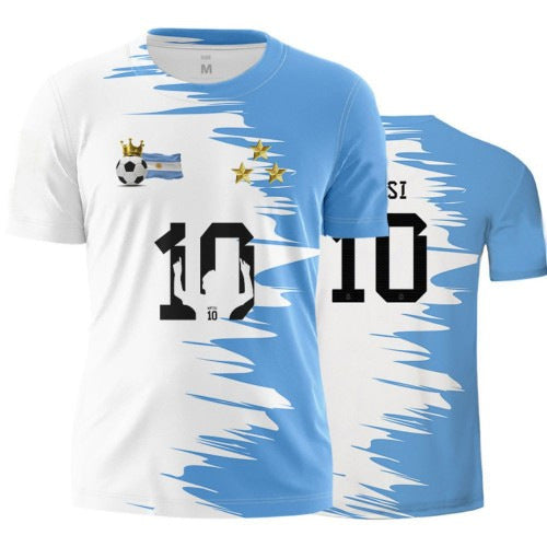 World Cup European Cup Soccer Uniform 3D Printed Short Sleeve Jersey - Argentina 2