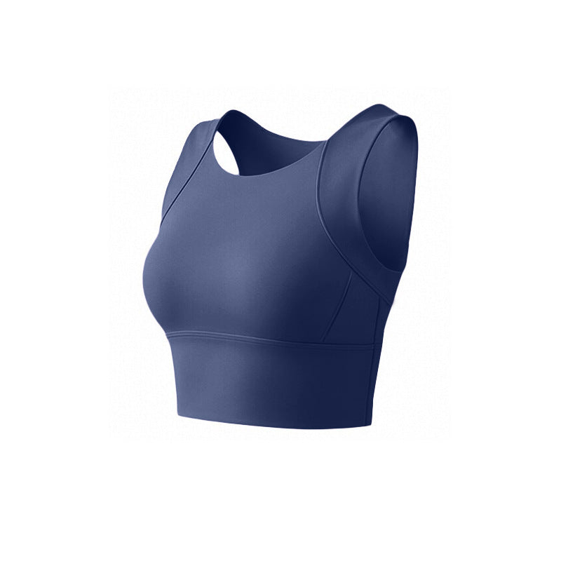 High-Impact Sports Tank With Wide Straps - Denim Blue