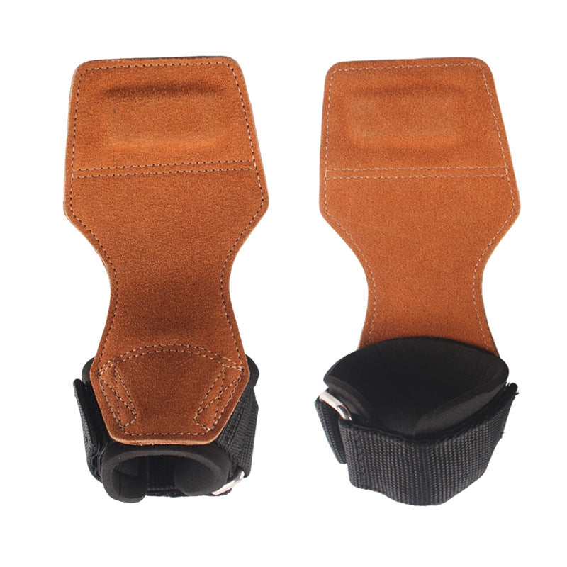 Leather Weightlifting Wrist Support Gloves - Brown