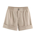 Curved-Hem Athletic Shorts - Light Khaki