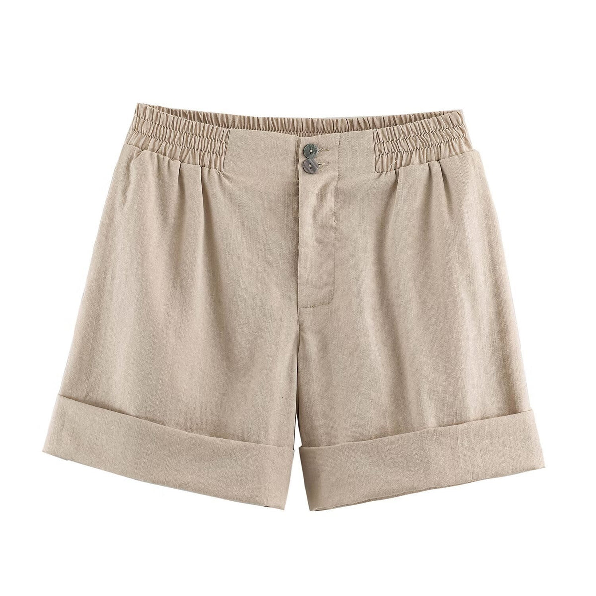 Curved-Hem Athletic Shorts - Light Khaki