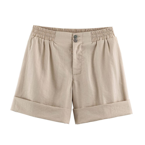 Curved-Hem Athletic Shorts - Light Khaki