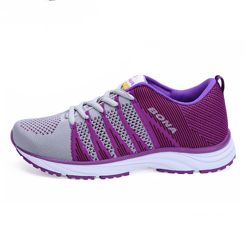 Women's Leather Hiking Shoes - Purple