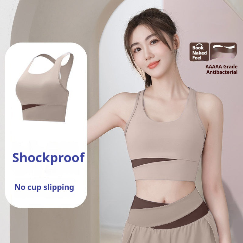 Sports Bra & High-Waisted Shorts Set - Bra Sandstone Color