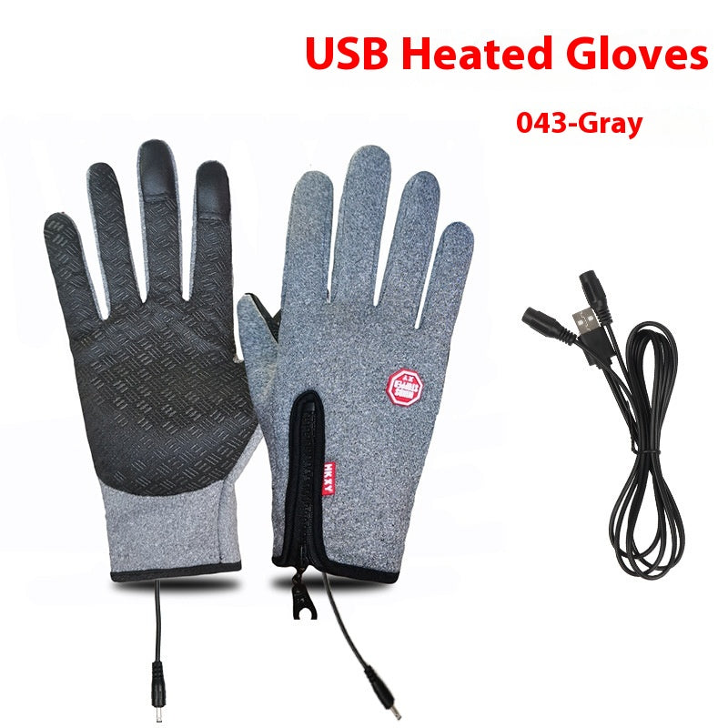 USB Electric Heating Winter Gloves - 043 Gray