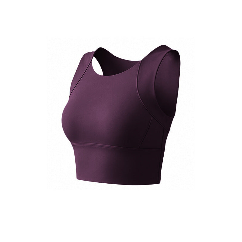 High-Impact Sports Tank With Wide Straps - Dark Plum Purple