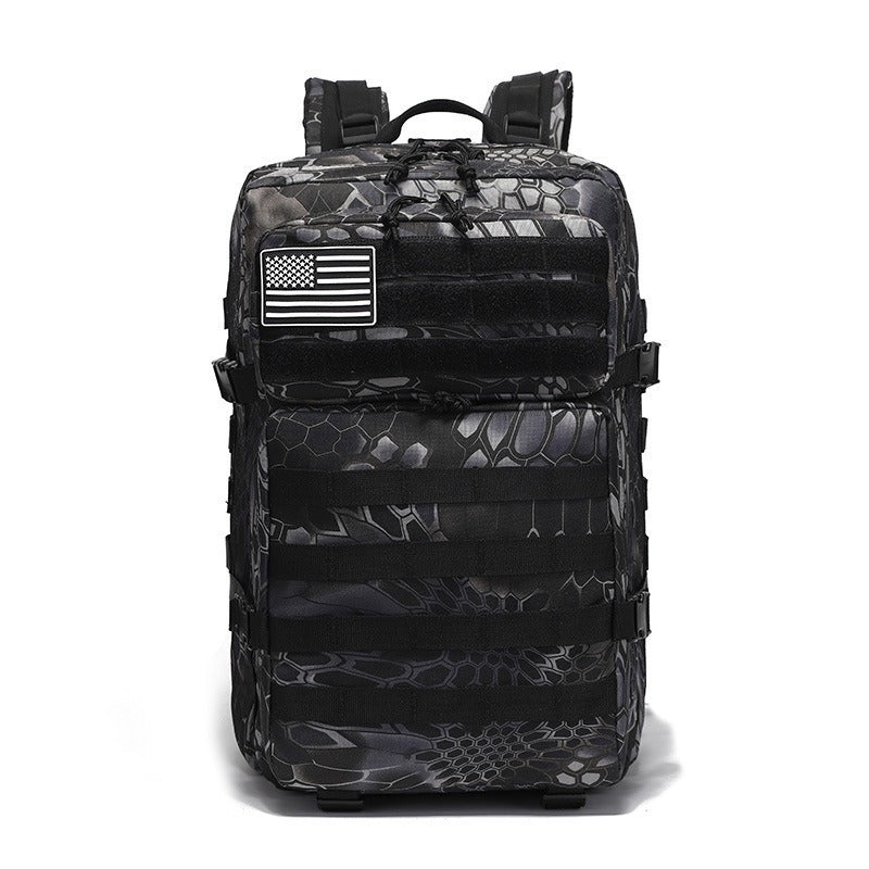45L Tactical Hiking Backpack, Men's and Women's - Black Python Pattern
