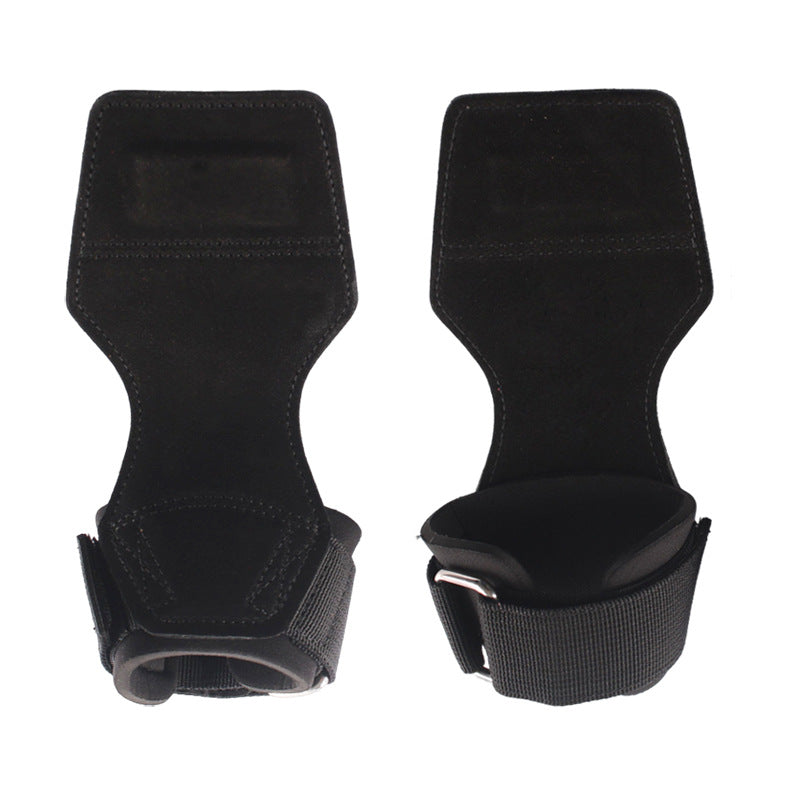 Leather Weightlifting Wrist Support Gloves - Black