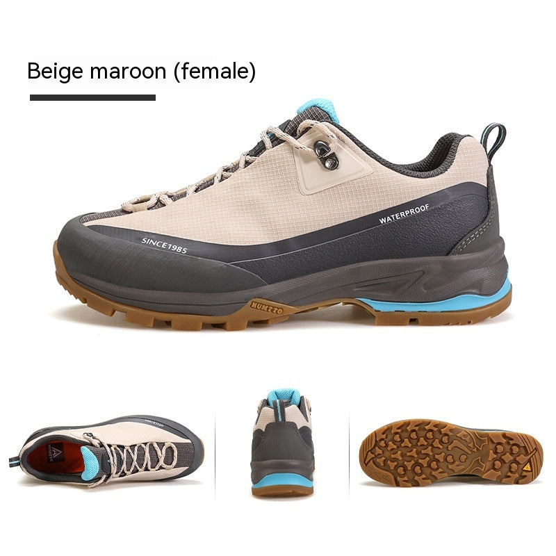 Low-Top Mountain Climbing Boots - Beige Maroon Women
