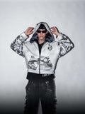 Men's Retro Zip-Up Hoodie - Light Gray