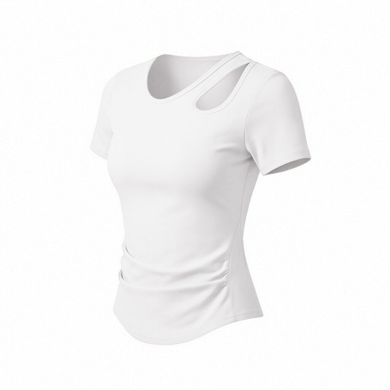 Cropped Waist-Cinching Workout Top - Ivory White 1