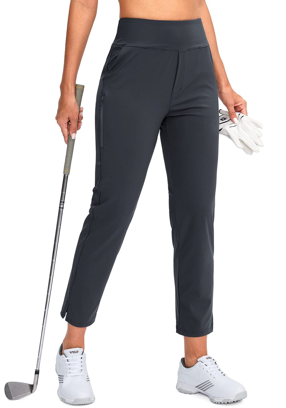 Women's High-Waist Stretch Golf Pants - Dark Gray