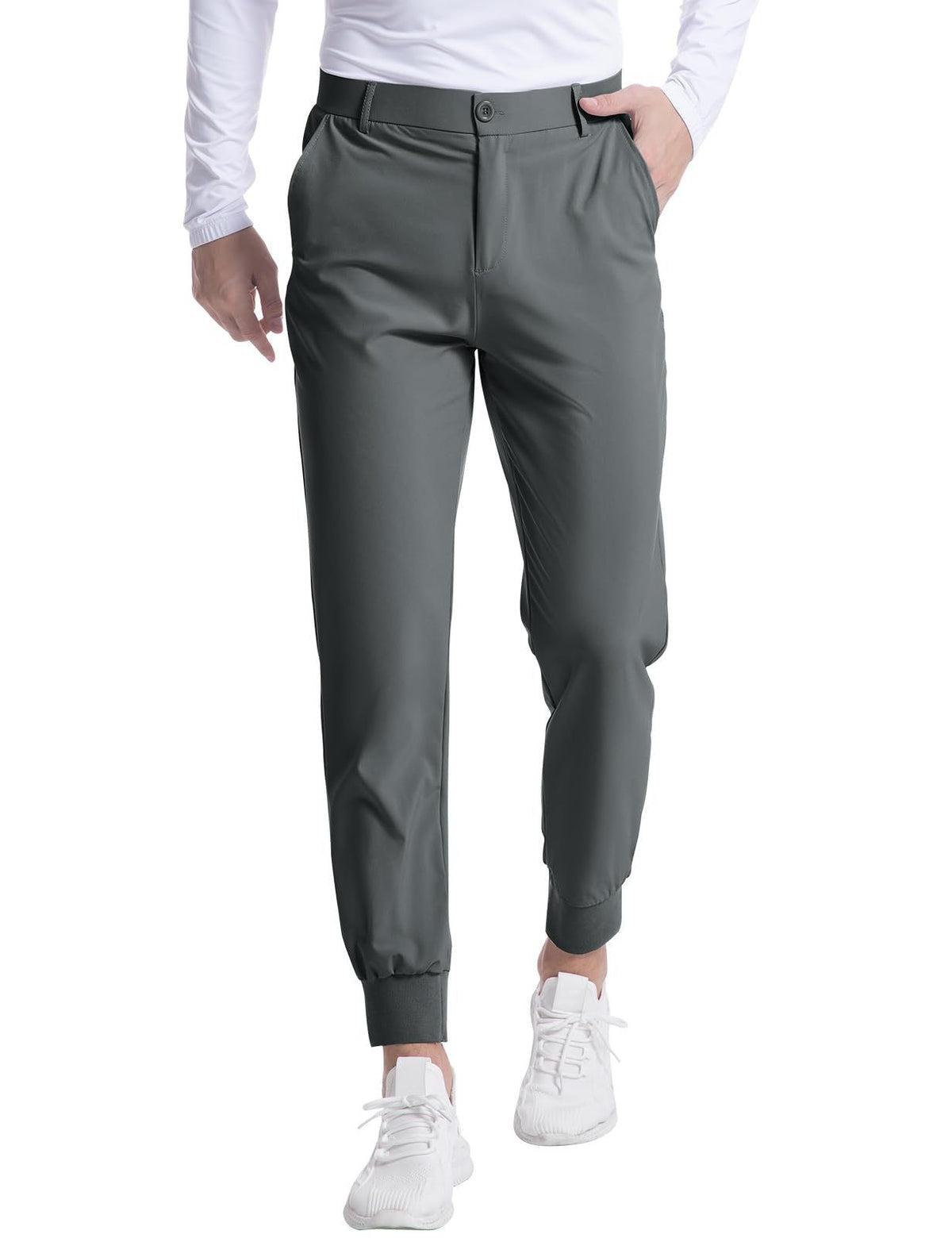 Men's Elastic Golf Jogger Pants - Dark gray