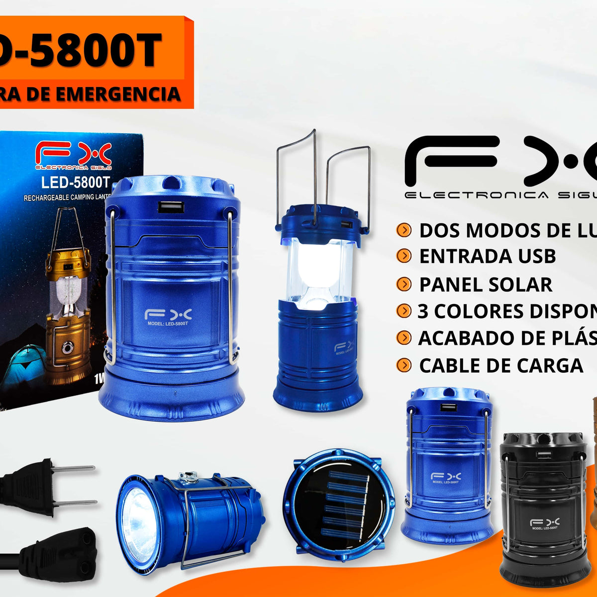 LED Emergency Camping Lantern, Solar & USB Rechargeable - Default
