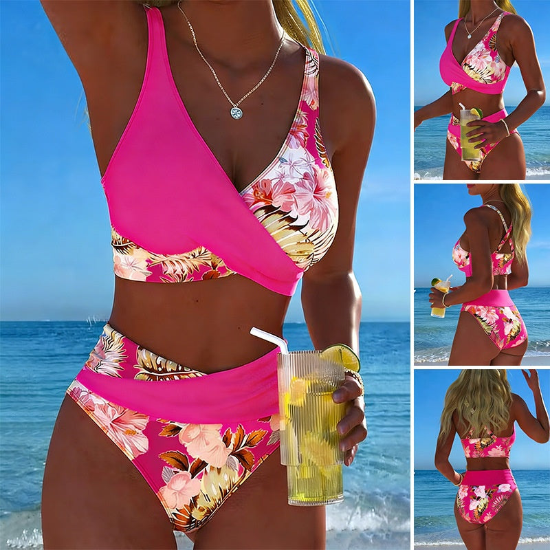 Floral Print Bikini Set - Rosered print