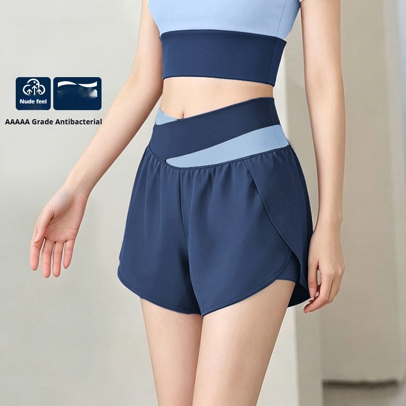 Sports Bra & High-Waisted Shorts Set - Shorts Badge Blue