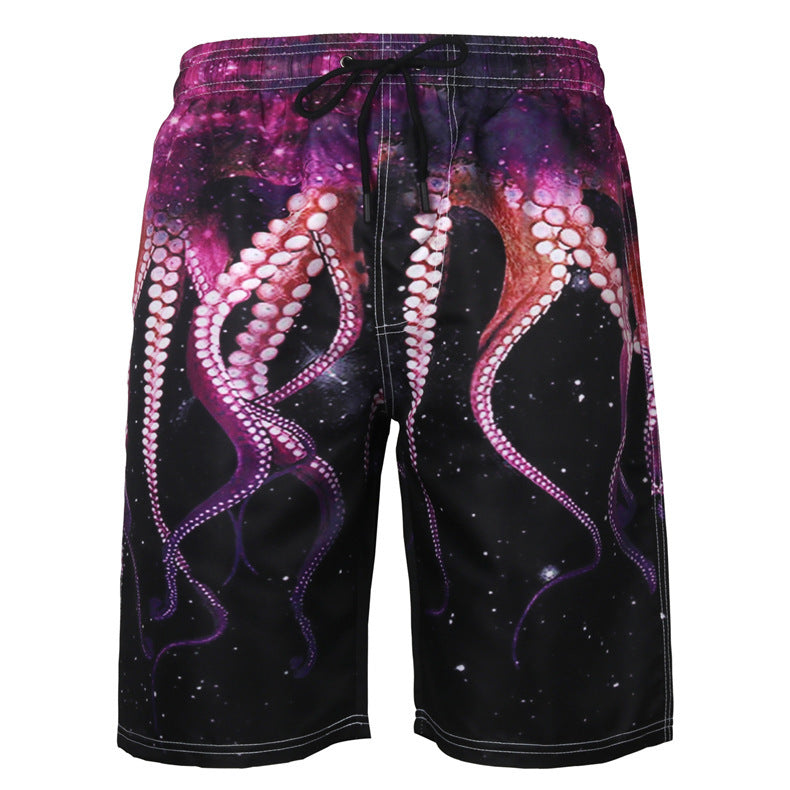Men's Octopus Print Beach Shorts - 9style