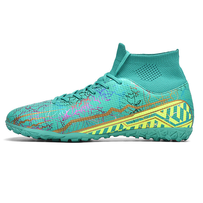 High-Top Youth Spike Turf Soccer Shoes - Broken Nail Moonlight