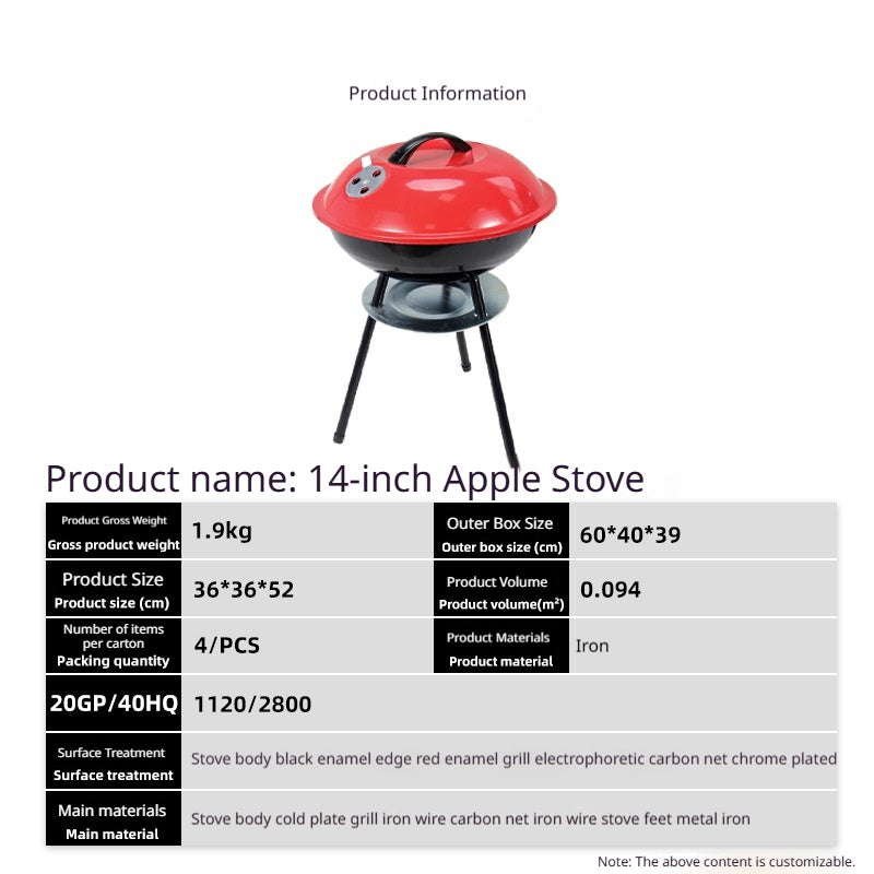 Portable Barbecue Grill for Outdoor Camping - 14Inch Three Leg