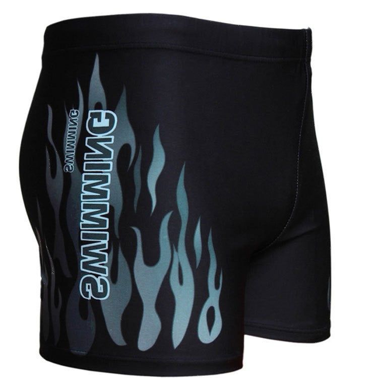 Men's Flame Print Swim Trunks - Gray fire