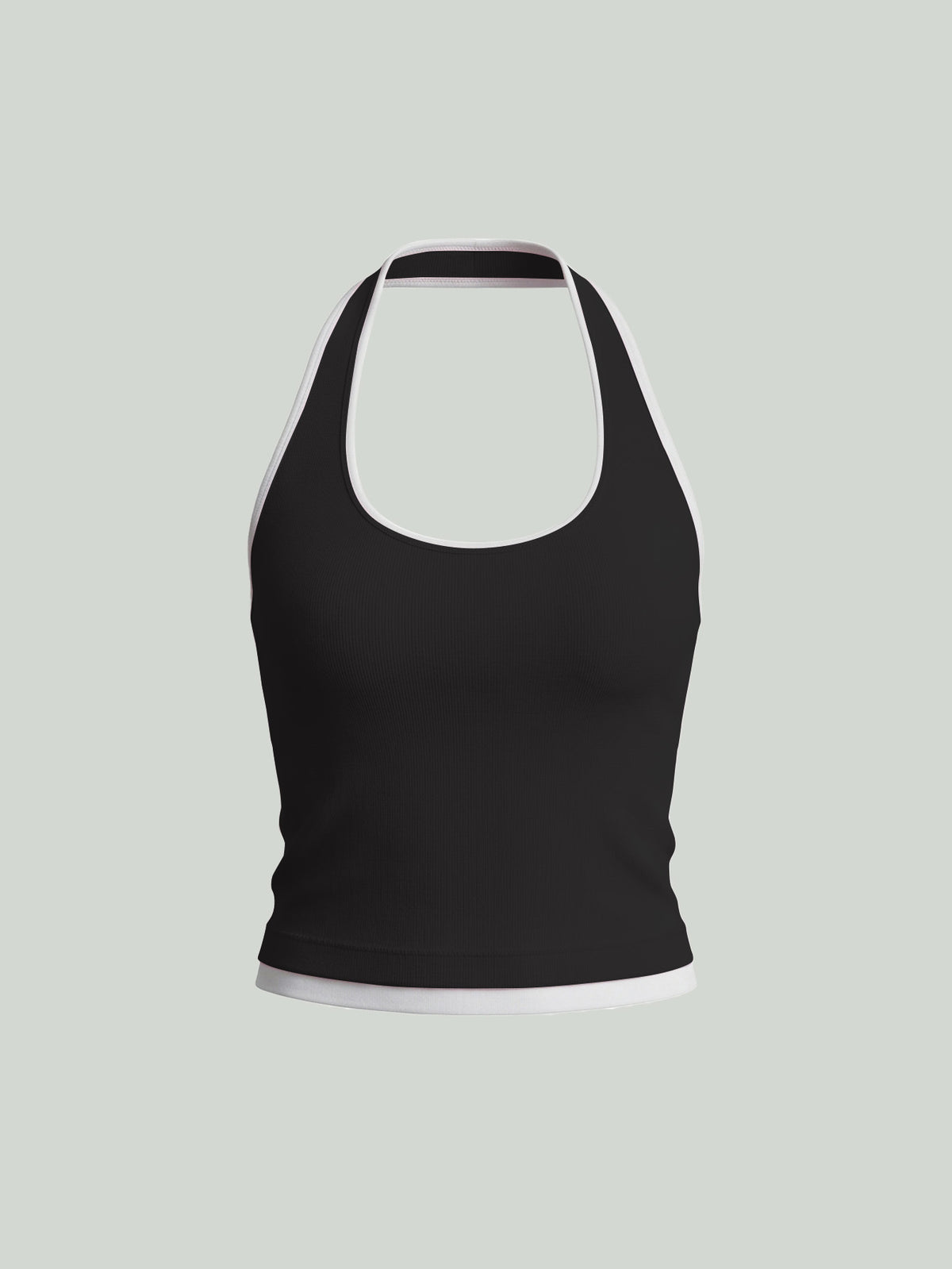 Seamless Color-Block Workout Tank - Black