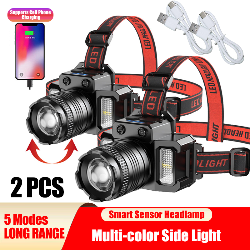 LED Telescopic Headlamp with Motion Sensor - 2PCS