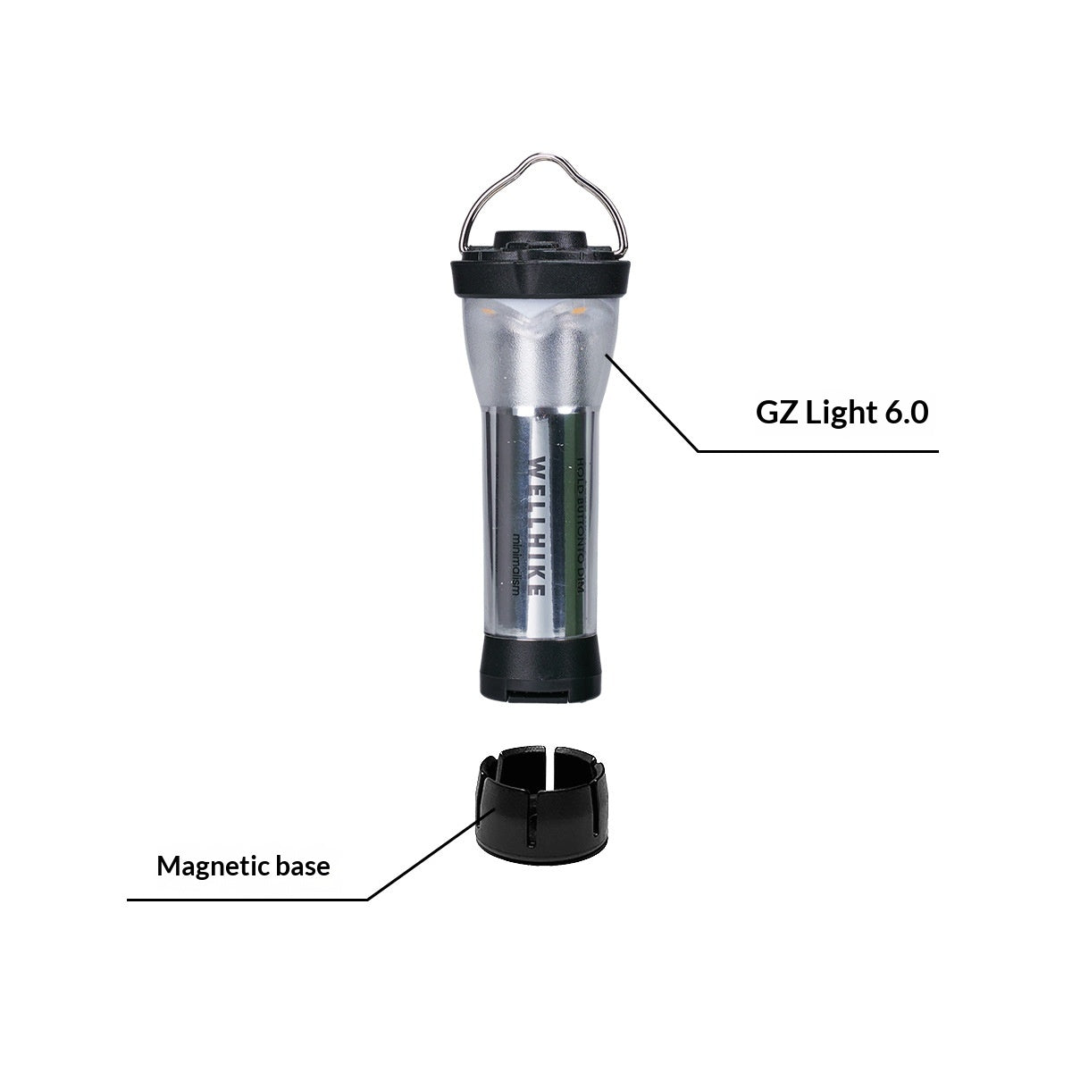 Outdoor Camping Flashlight with Incandescent Bulb - New Model GZ Lamp In Black