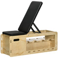 Wooden Adjustable Bench with Dumbbell Rack - Natural wood finish