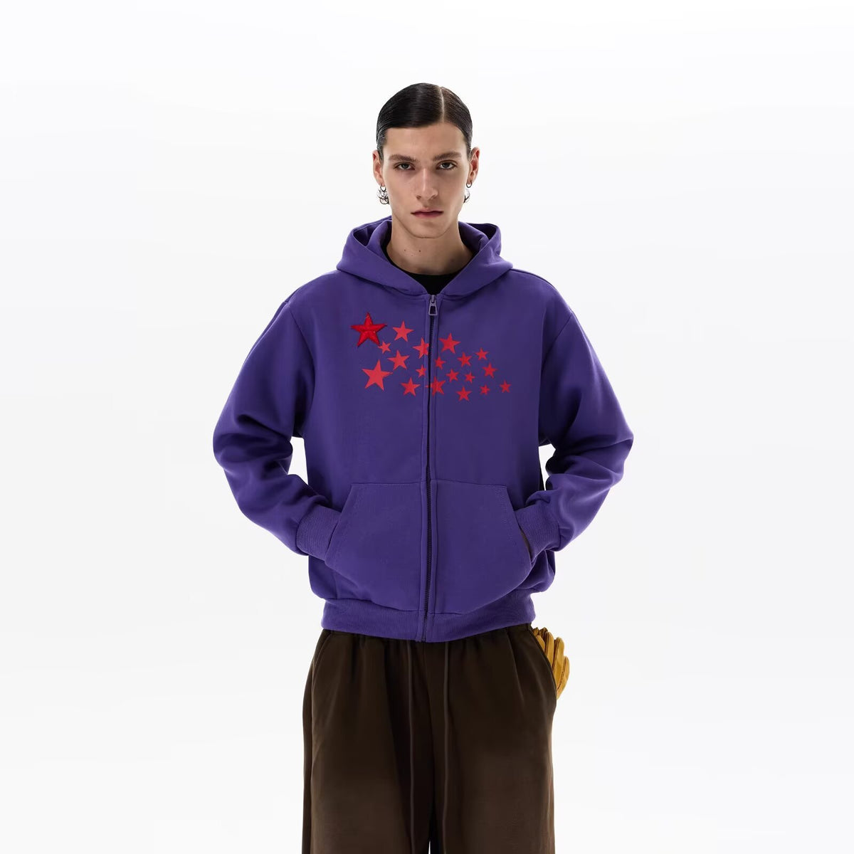 Men's Zip-Up Jacket Hoodie - Purple