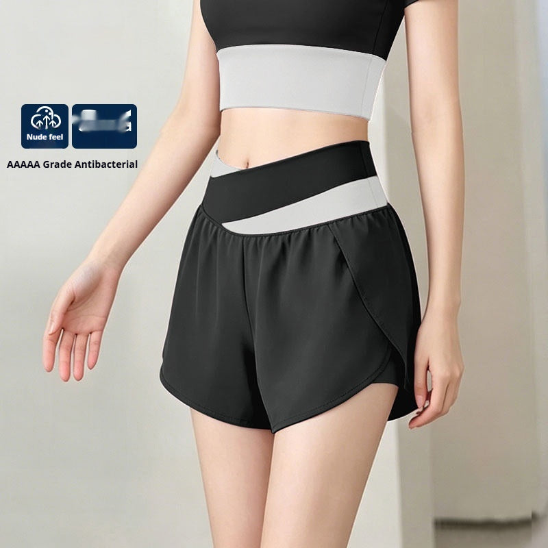 Sports Bra & High-Waisted Shorts Set - Shorts Zhu Mo Black