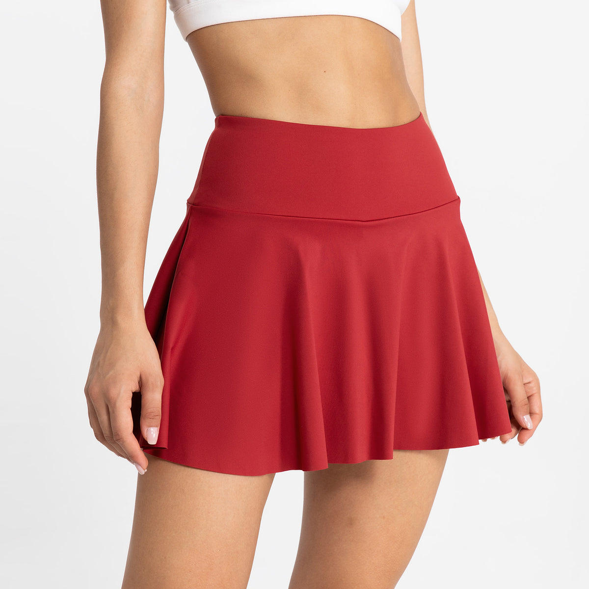 Slim-Fit Mini Tennis Skirt - Wine Red