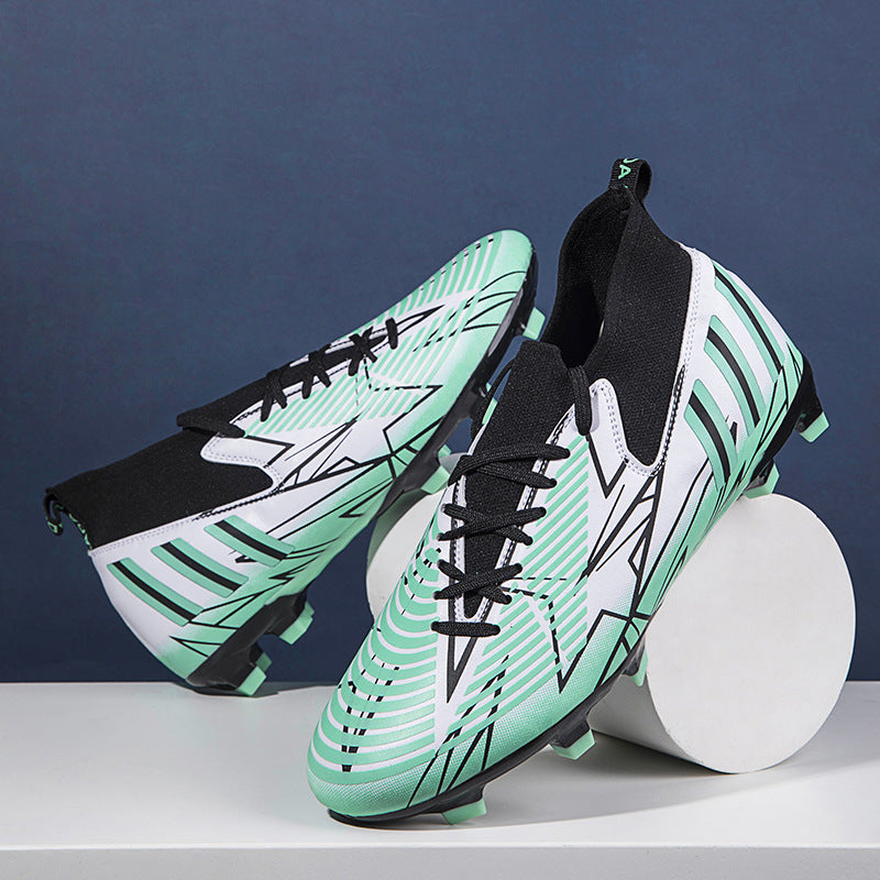 Teen Competition Training Soccer Shoes - White And Blue Spike