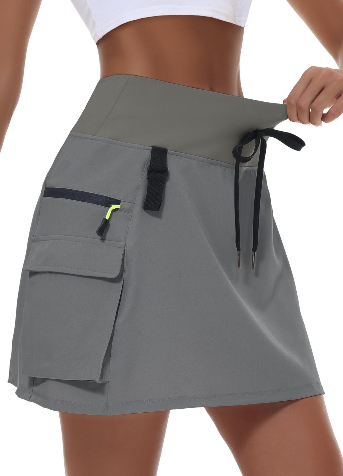 Zip-Pocket Quick-Dry Tennis Skirt - Grey
