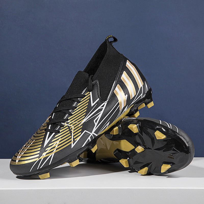Teen Competition Training Soccer Shoes - Black Gold Spike