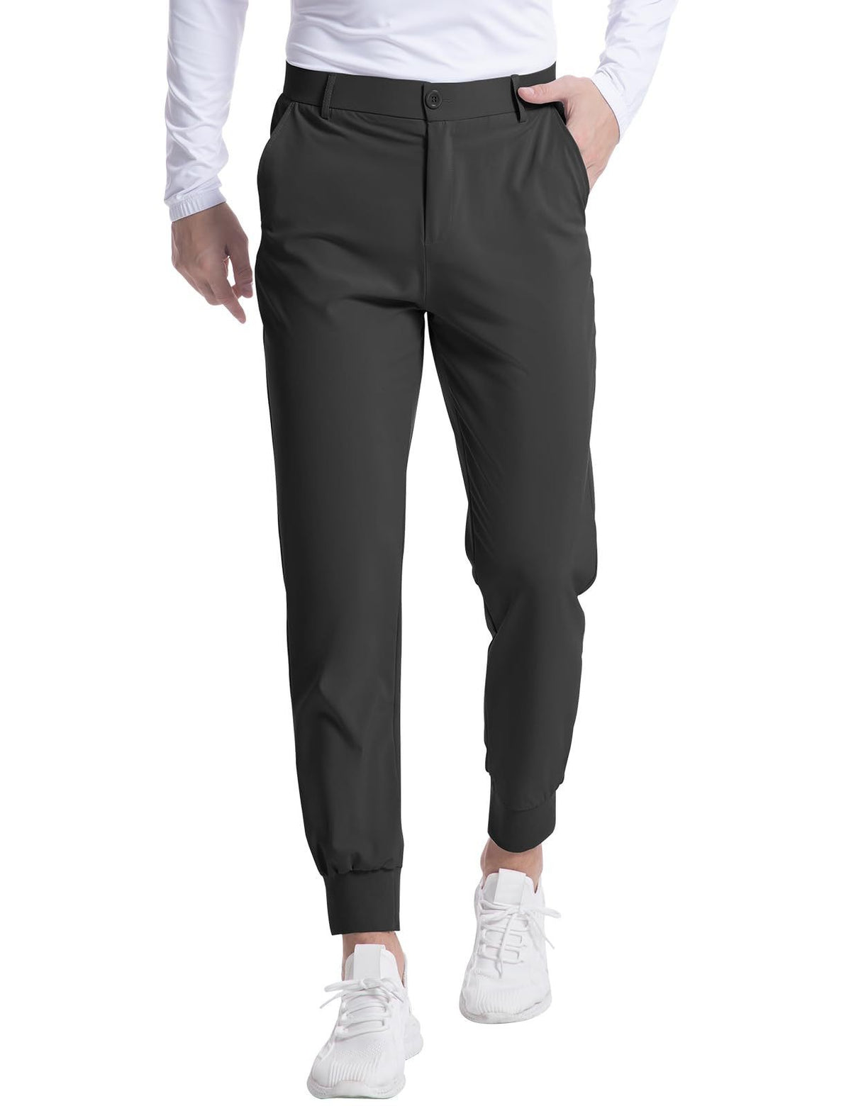 Men's Elastic Golf Jogger Pants - Black