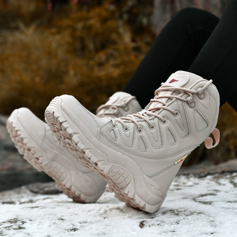 Breathable Platform Hiking Sneakers - Beige